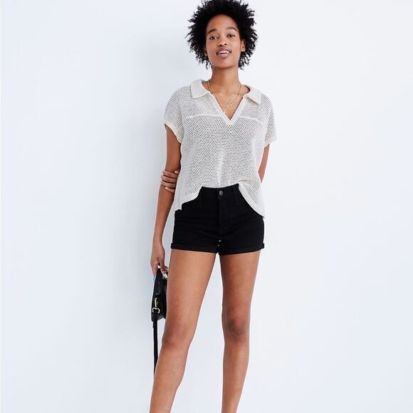 Madewell Tops - MADEWELL Crochet Polo Top size Small